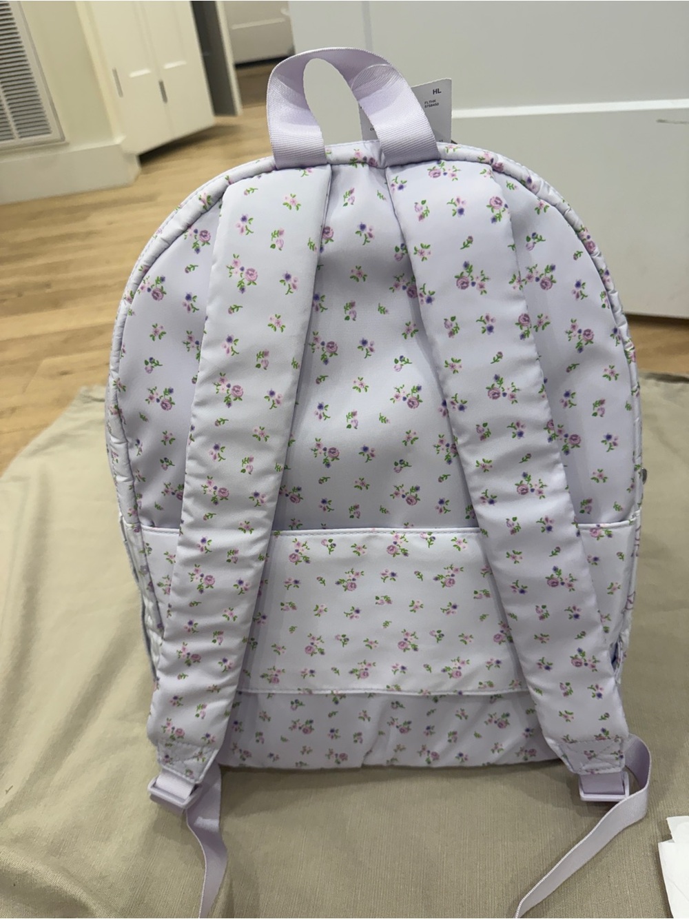RARE & hard find Madden Girl Purple Bow Striped/Ditsy Dome Backpack with/ Charms - Picture 8 of 10